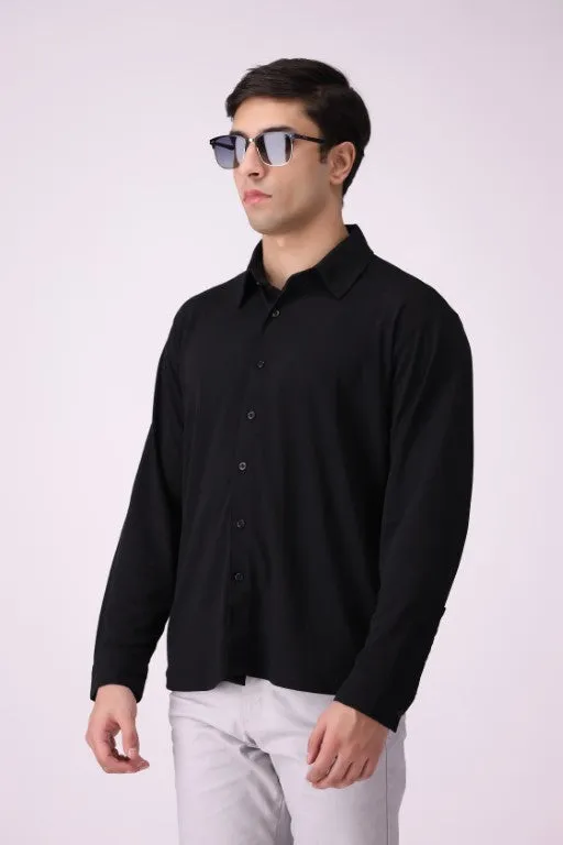 Solid Black Button-Down Shirt