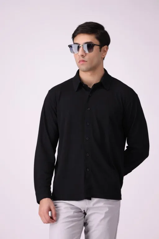 Solid Black Button-Down Shirt