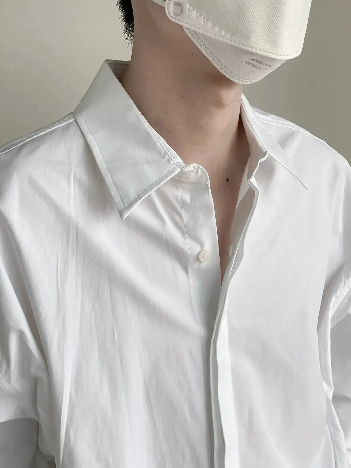 Solid Color Long-sleeved Placket Shirt