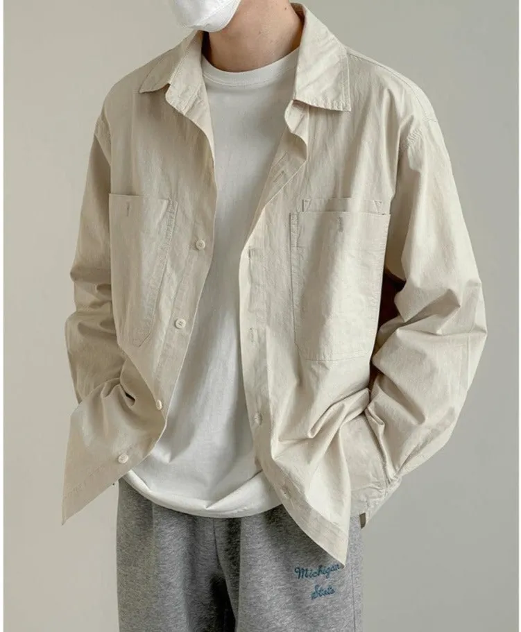 Solid Color Long-Sleeved Shirt
