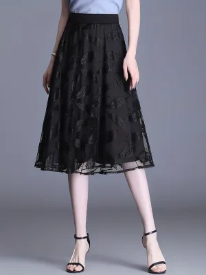 Solid Layered Pleated Skirts, Elegant High Waist A Line Knee Length Skirts, Women's Clothing