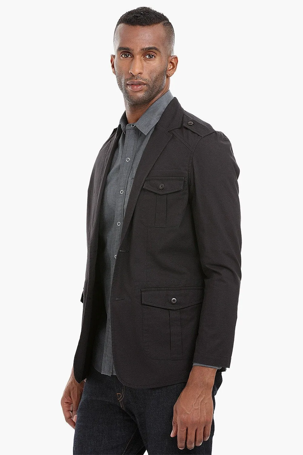 Solid Safari Cotton Blazer