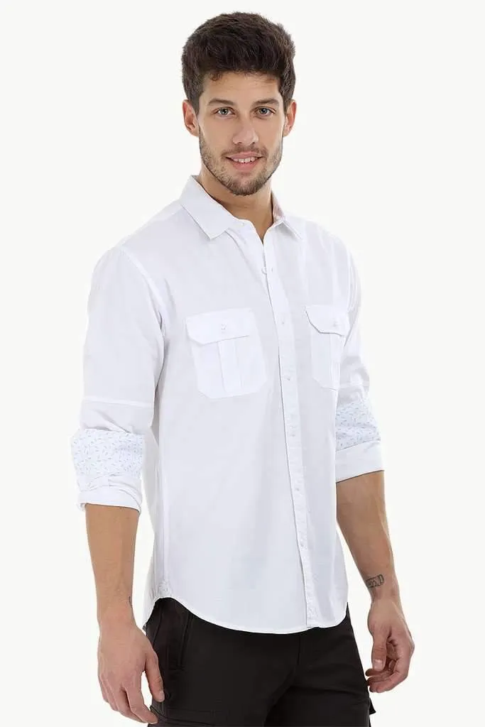 Solid Shirt with Pleated Pockets
