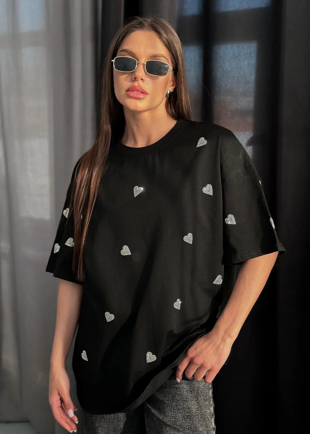 Sparkling Hearts Oversized T-Shirt