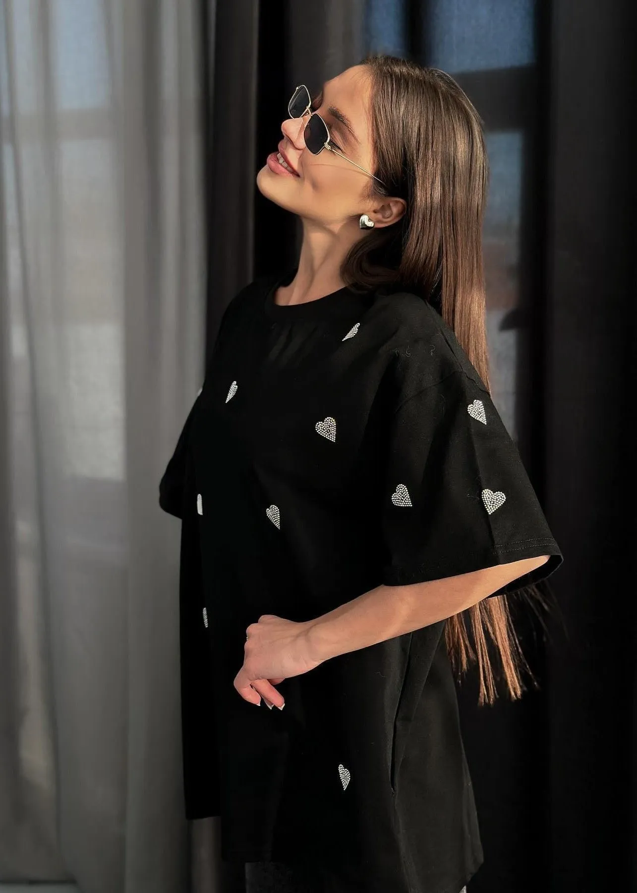 Sparkling Hearts Oversized T-Shirt