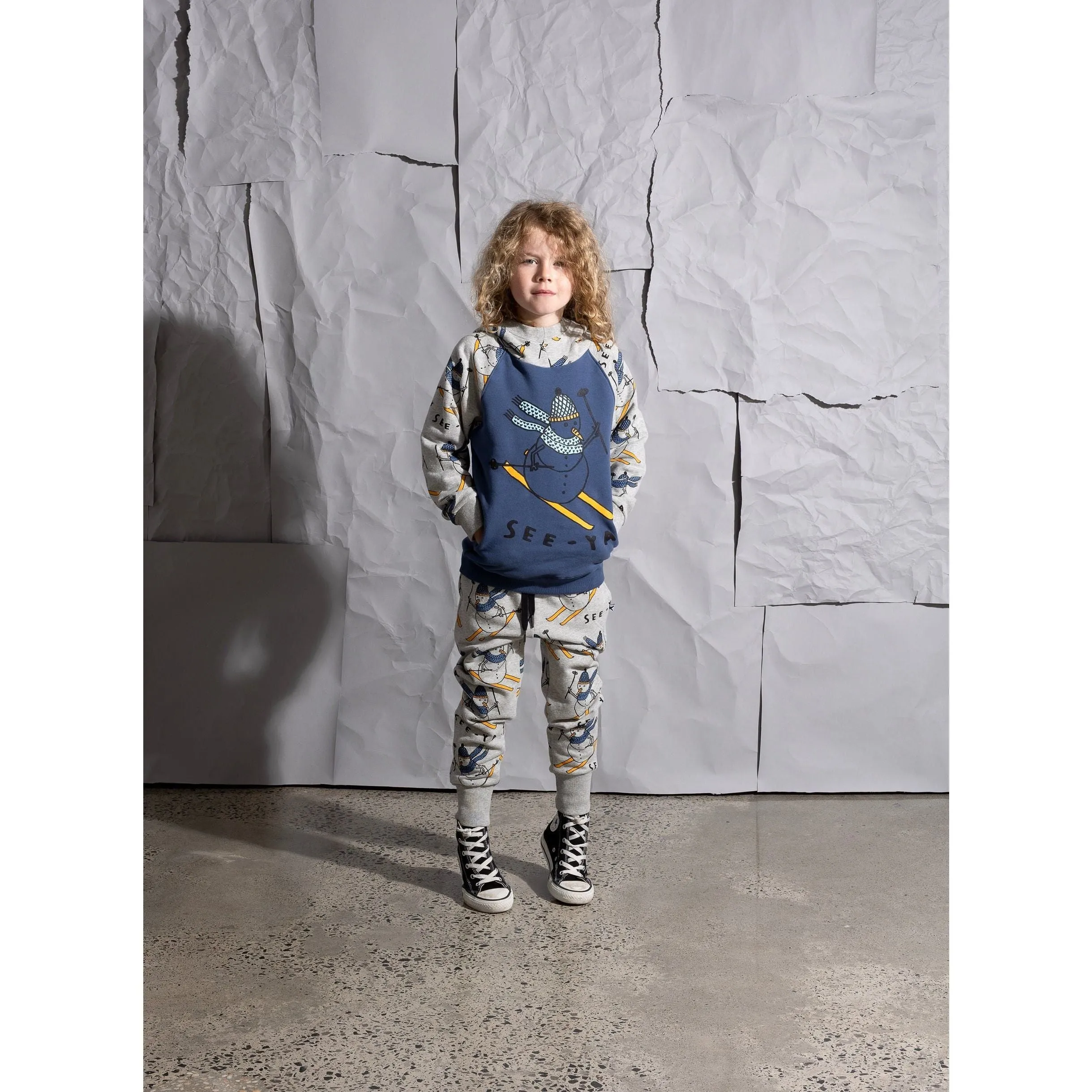 Speedy Snowman Furry Hood - Navy/Grey Marle