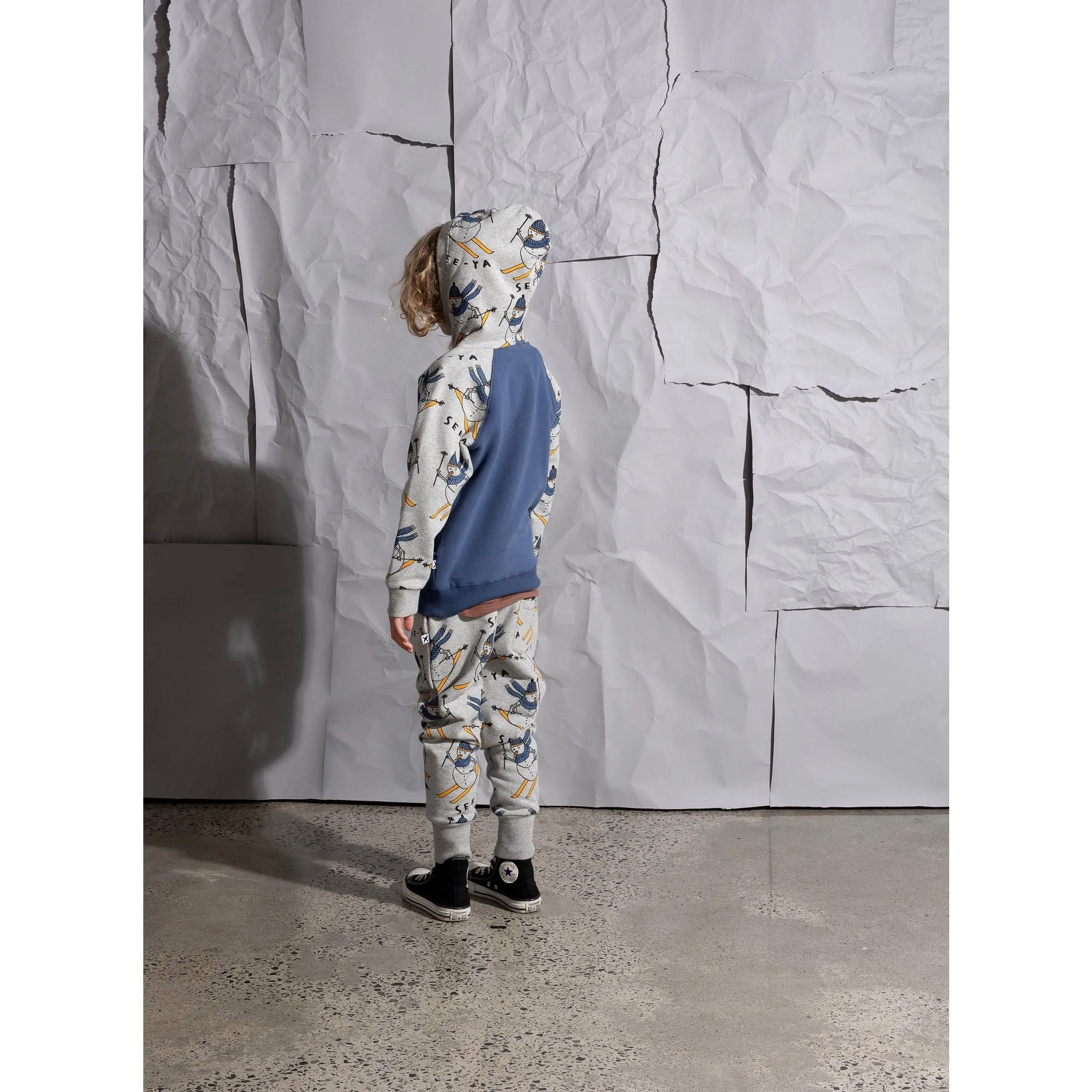 Speedy Snowman Furry Hood - Navy/Grey Marle