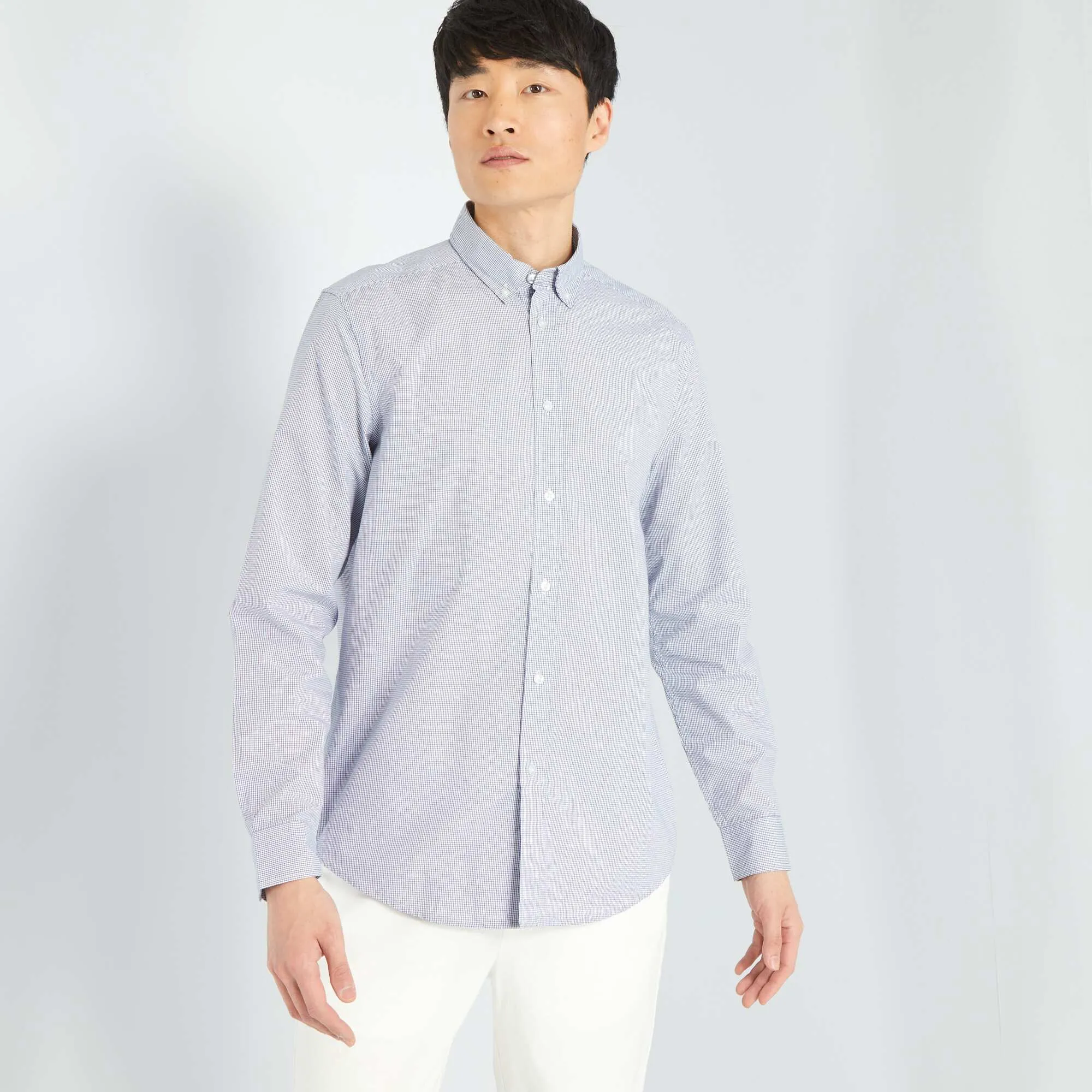 Straight cut check shirt DARK BLUE