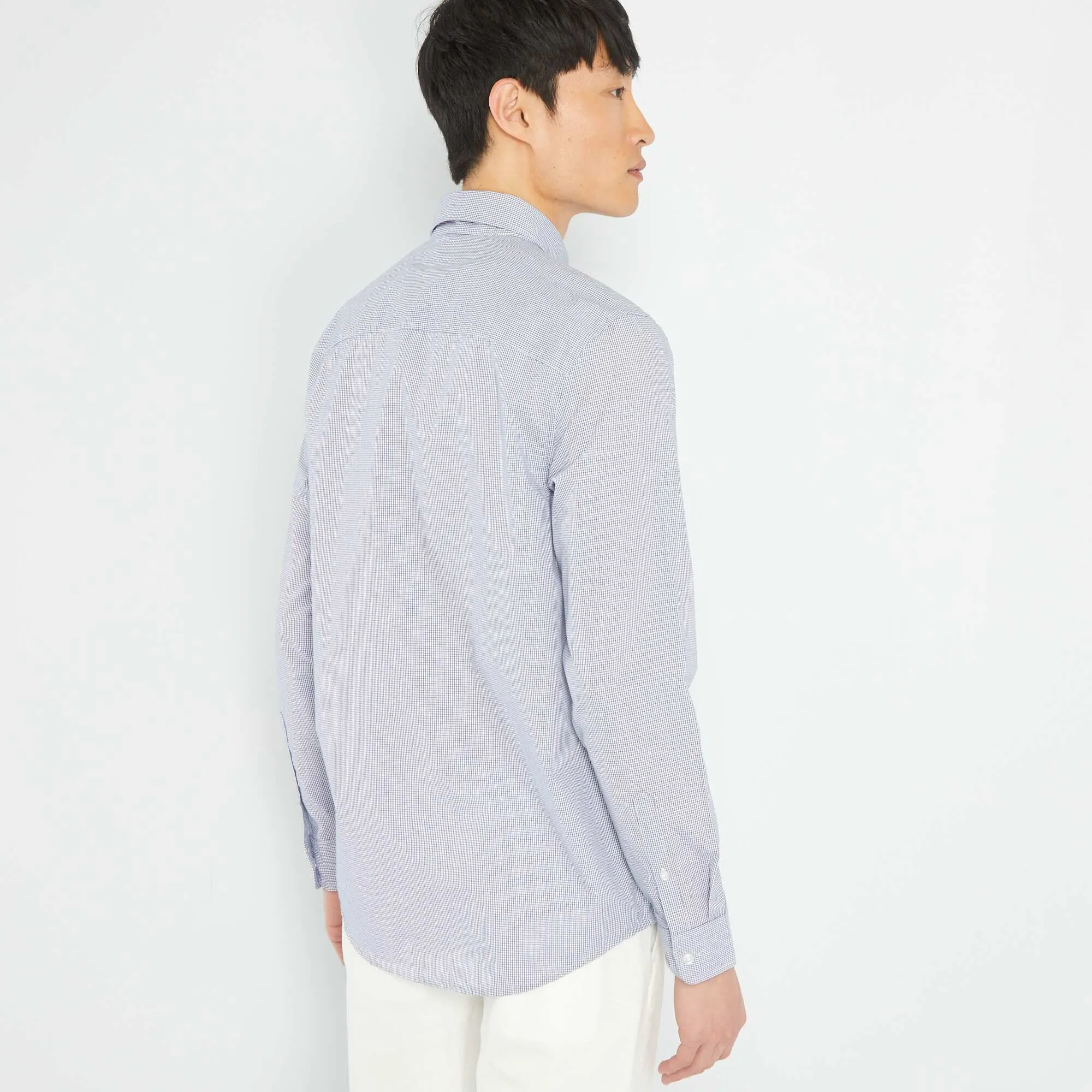 Straight cut check shirt DARK BLUE