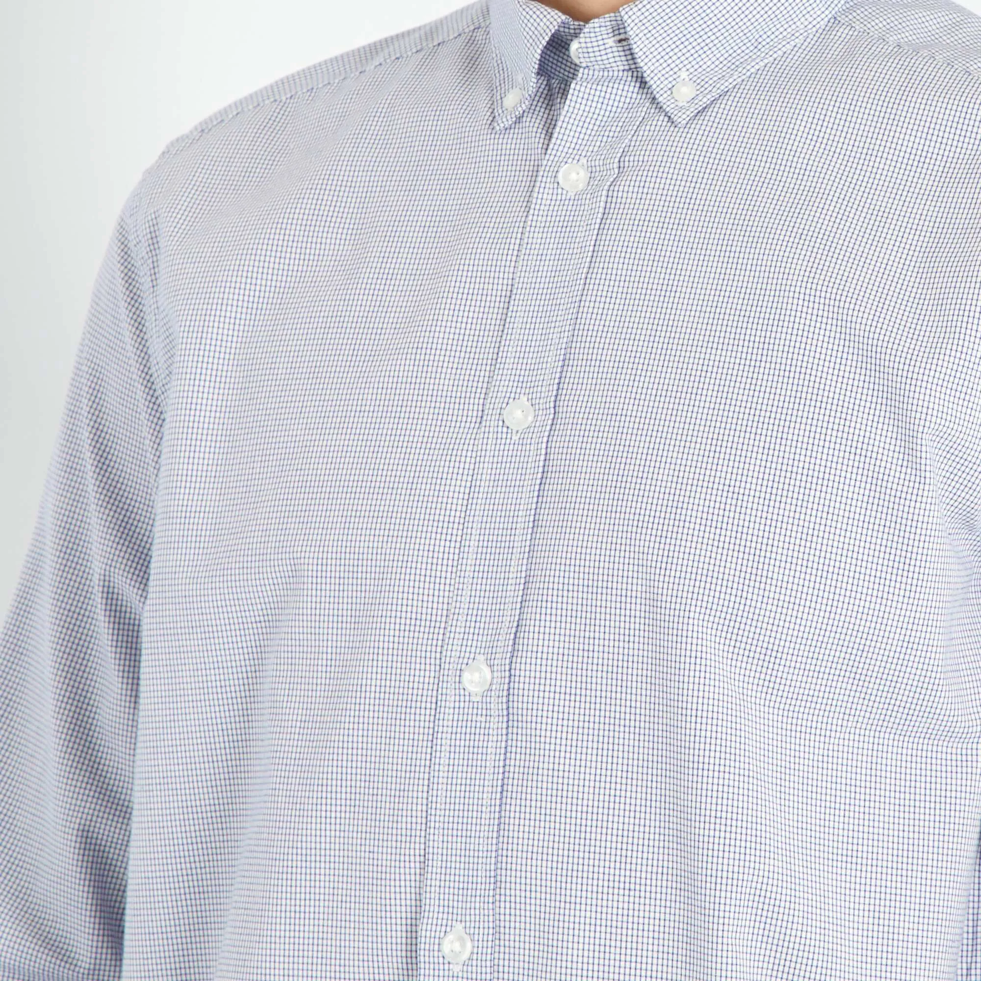 Straight cut check shirt DARK BLUE