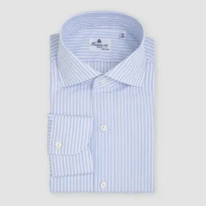 Striped Eduardo Spread Collar, Napoli Fit 170/2 Dress Shirt Blue & White
