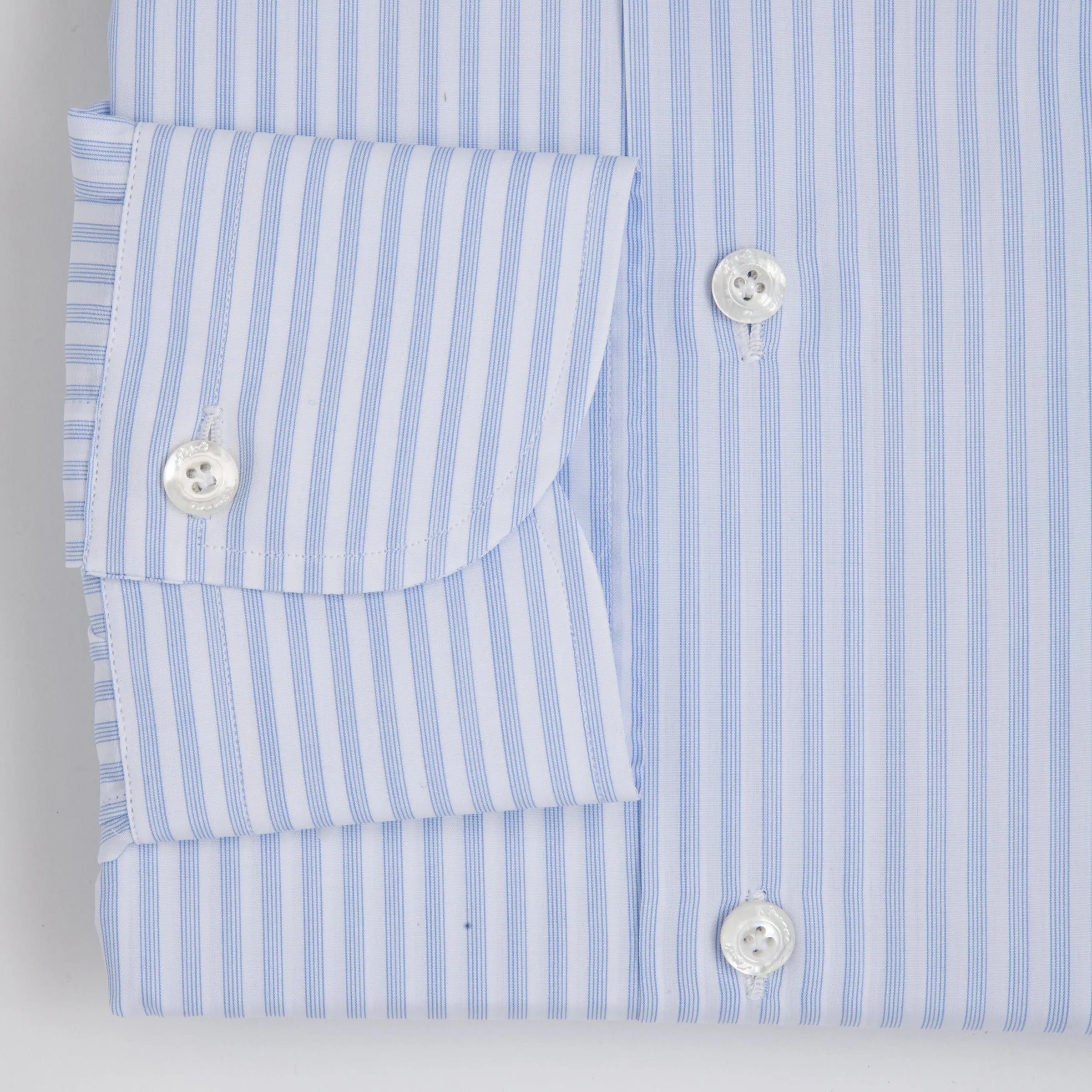 Striped Eduardo Spread Collar, Napoli Fit 170/2 Dress Shirt Blue & White