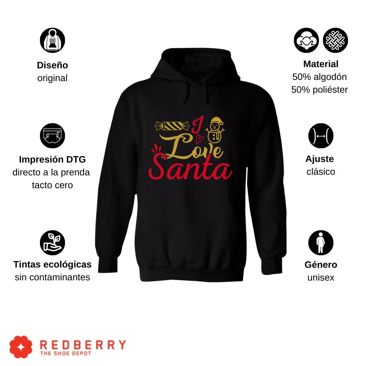 Sudadera Navideña Hombre Deportiva Hoodie 050