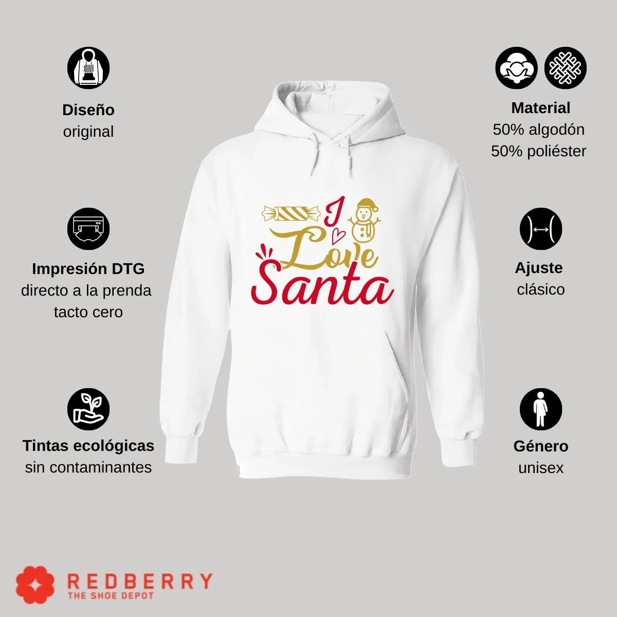Sudadera Navideña Hombre Deportiva Hoodie 050