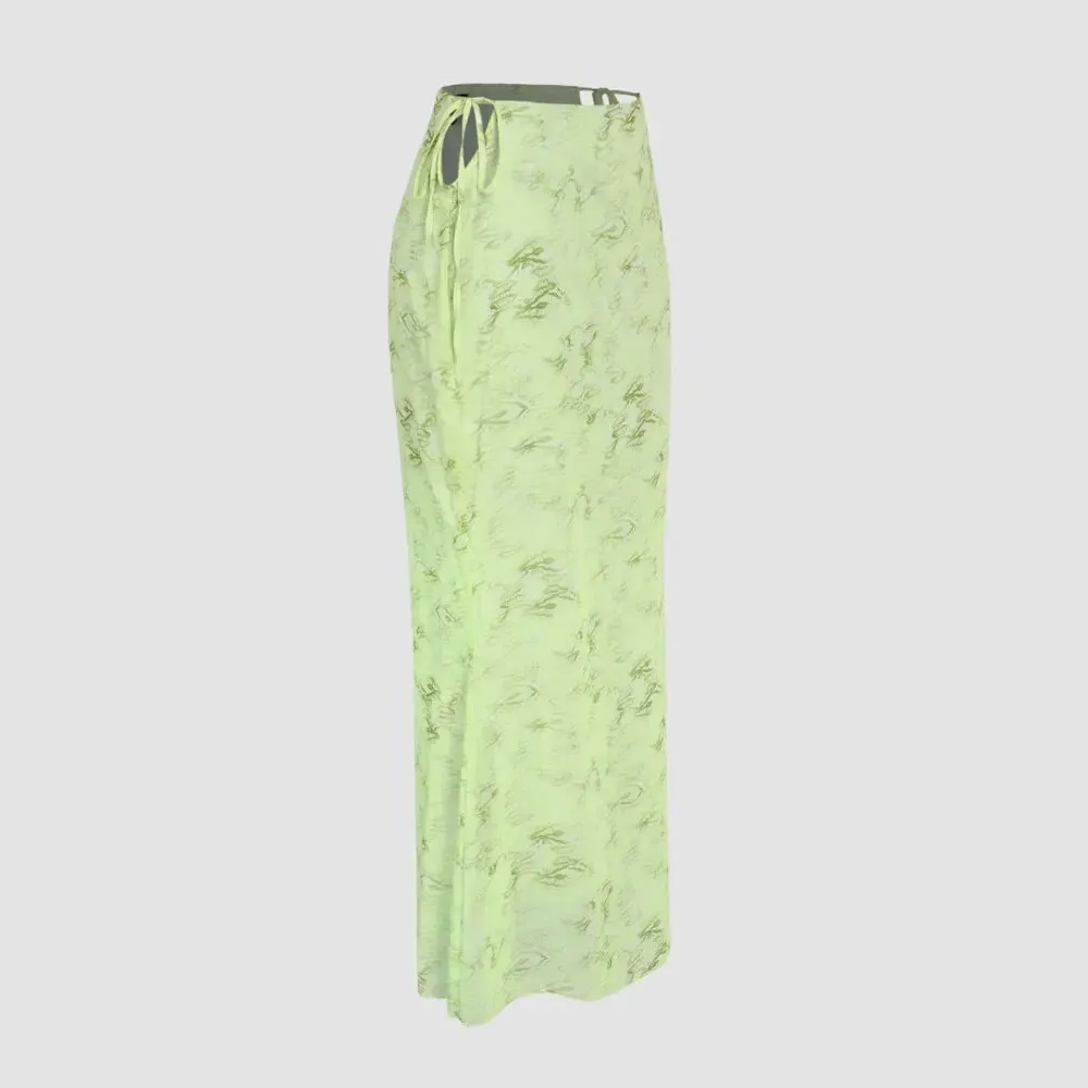 Summer Chiffon Fashion Maxi Skirt cover-up Women Elegant High Waist printed Holiday See-Through Printed Female Long Skirt