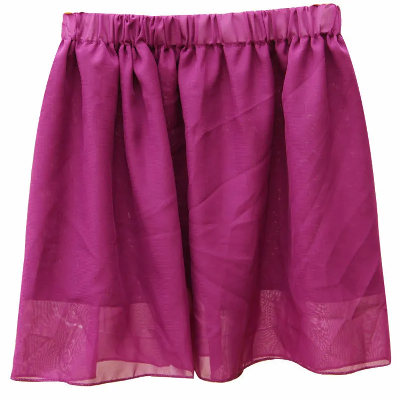Summer Chiffon Women Skirt Tulle Girls Above Knee Short Nude Mini Casual Skirts NO BELT LY1201ANu