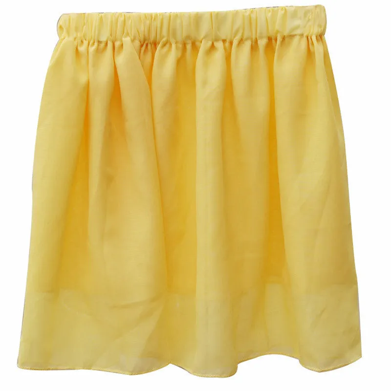 Summer Chiffon Women Skirt Tulle Girls Above Knee Short Nude Mini Casual Skirts NO BELT LY1201ANu