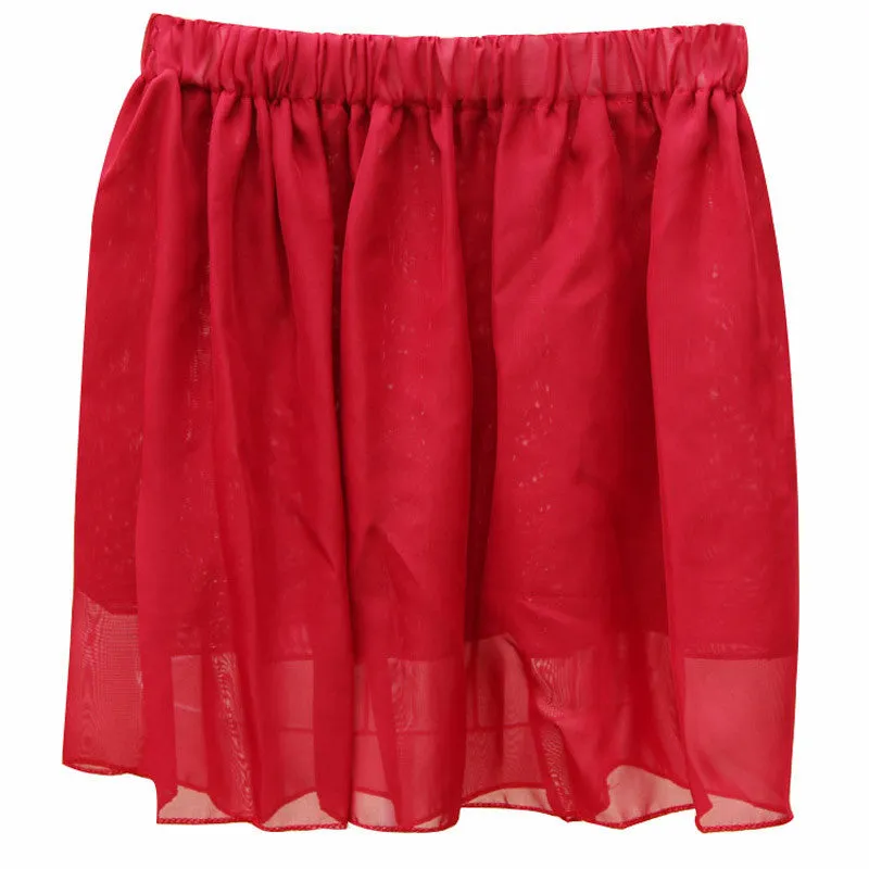 Summer Chiffon Women Skirt Tulle Girls Above Knee Short Nude Mini Casual Skirts NO BELT LY1201ANu