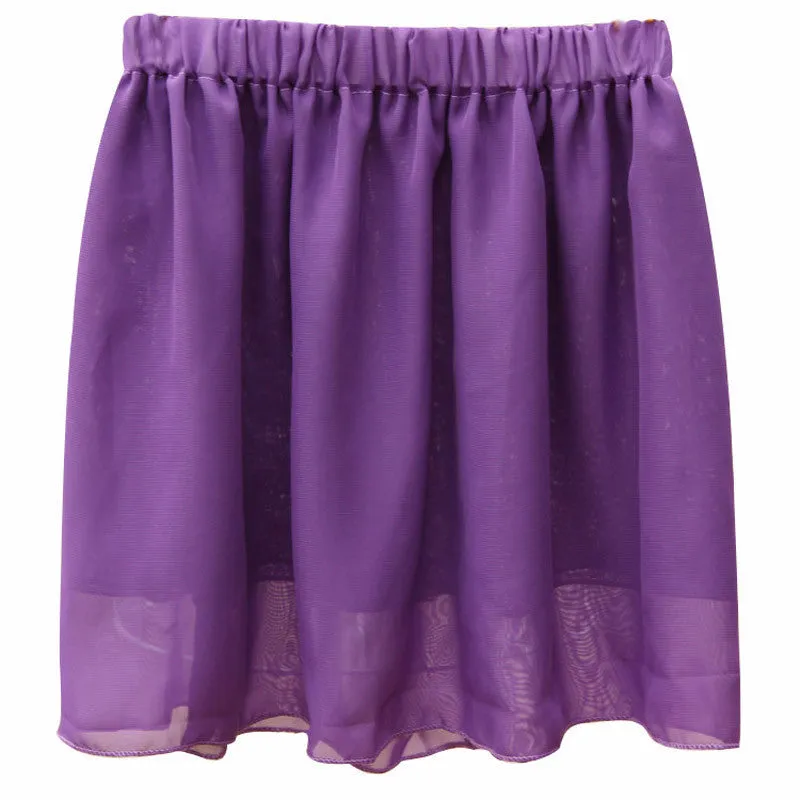 Summer Chiffon Women Skirt Tulle Girls Above Knee Short Nude Mini Casual Skirts NO BELT LY1201ANu