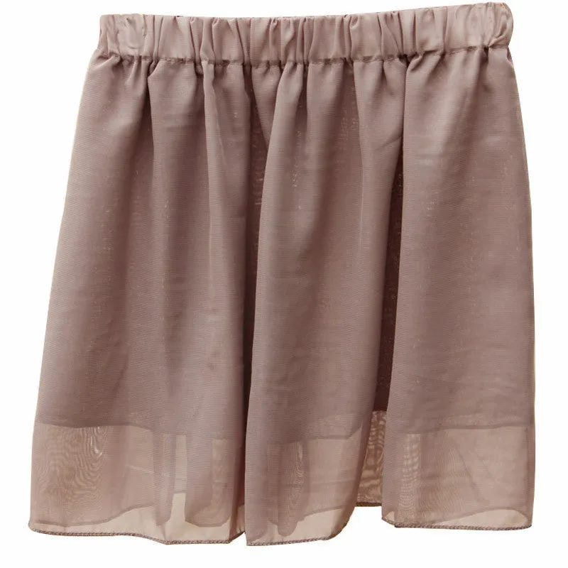 Summer Chiffon Women Skirt Tulle Girls Above Knee Short Nude Mini Casual Skirts NO BELT LY1201ANu