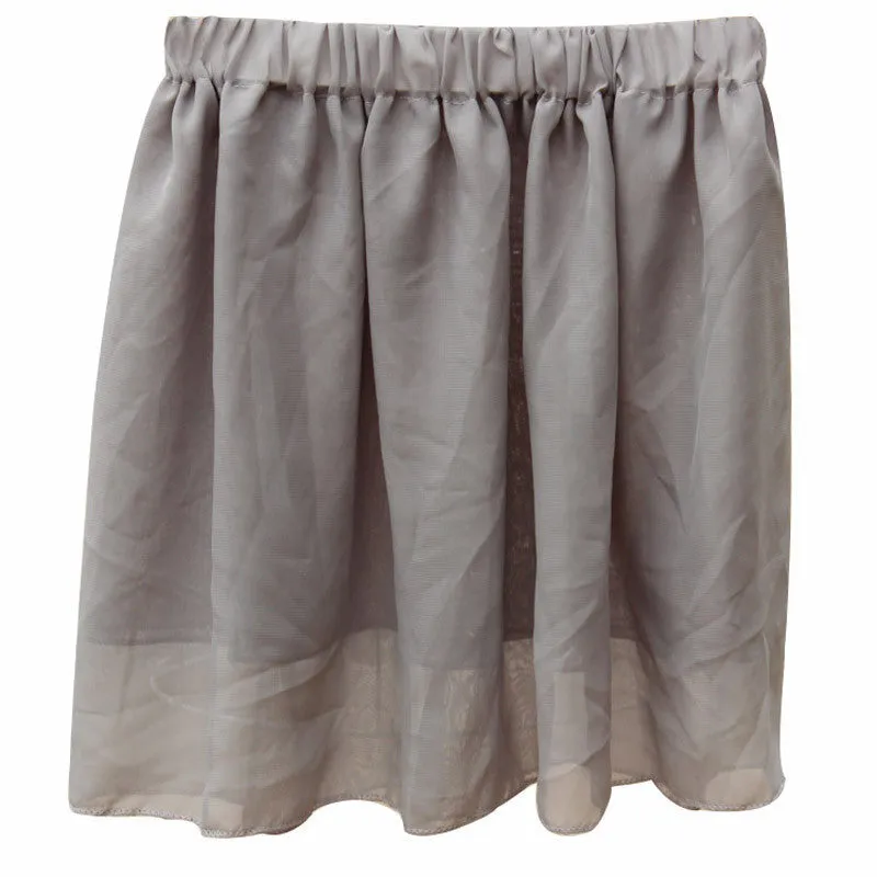 Summer Chiffon Women Skirt Tulle Girls Above Knee Short Nude Mini Casual Skirts NO BELT LY1201ANu