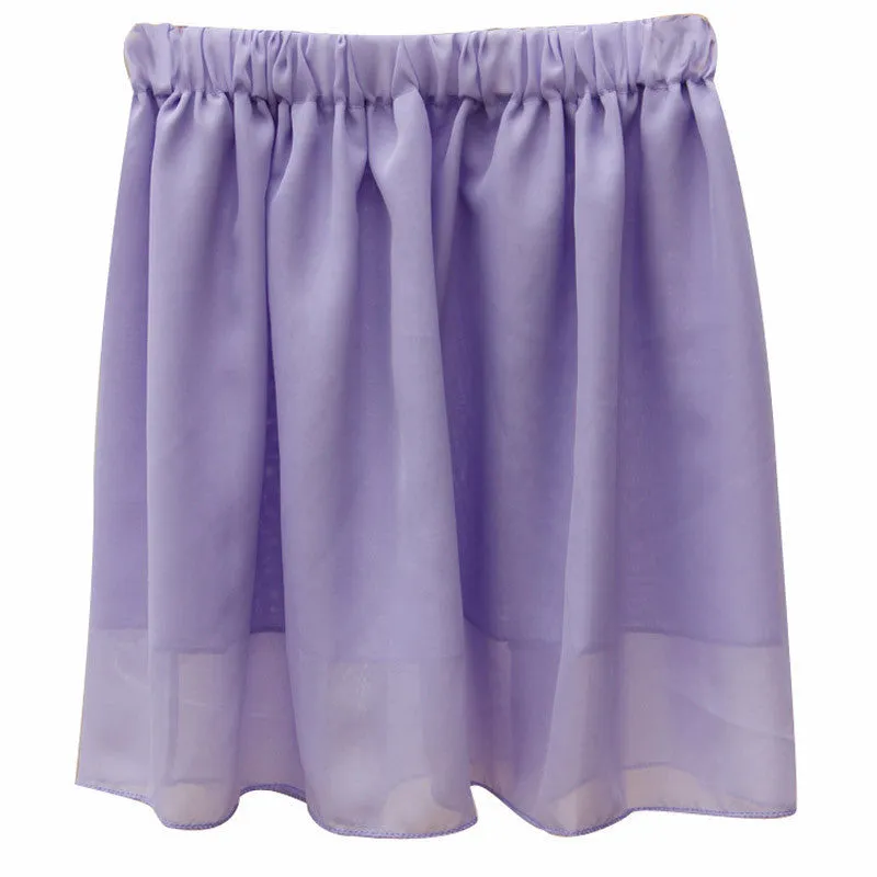Summer Chiffon Women Skirt Tulle Girls Above Knee Short Nude Mini Casual Skirts NO BELT LY1201ANu