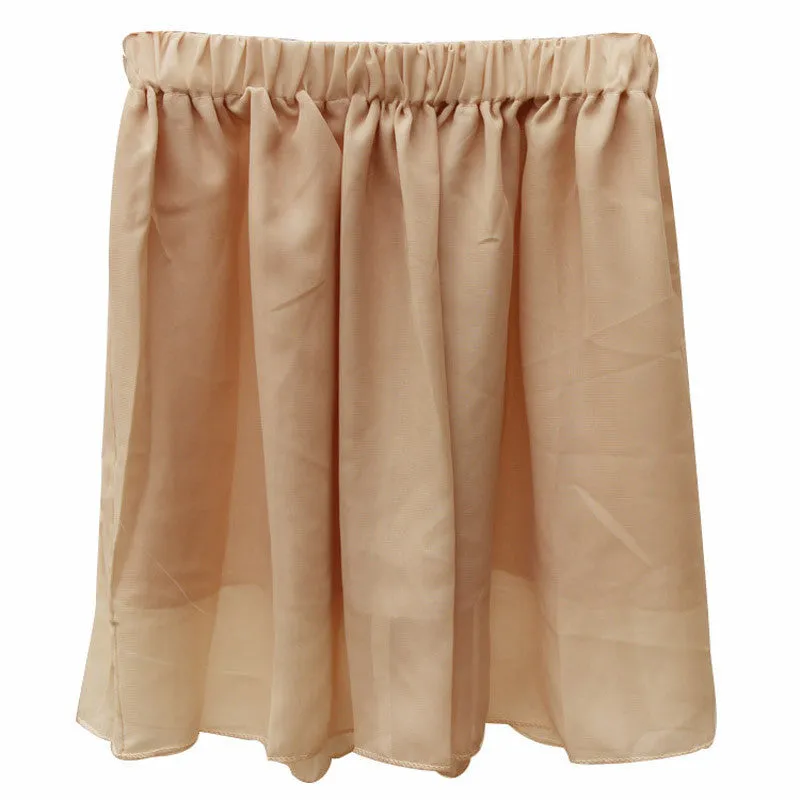 Summer Chiffon Women Skirt Tulle Girls Above Knee Short Nude Mini Casual Skirts NO BELT LY1201ANu
