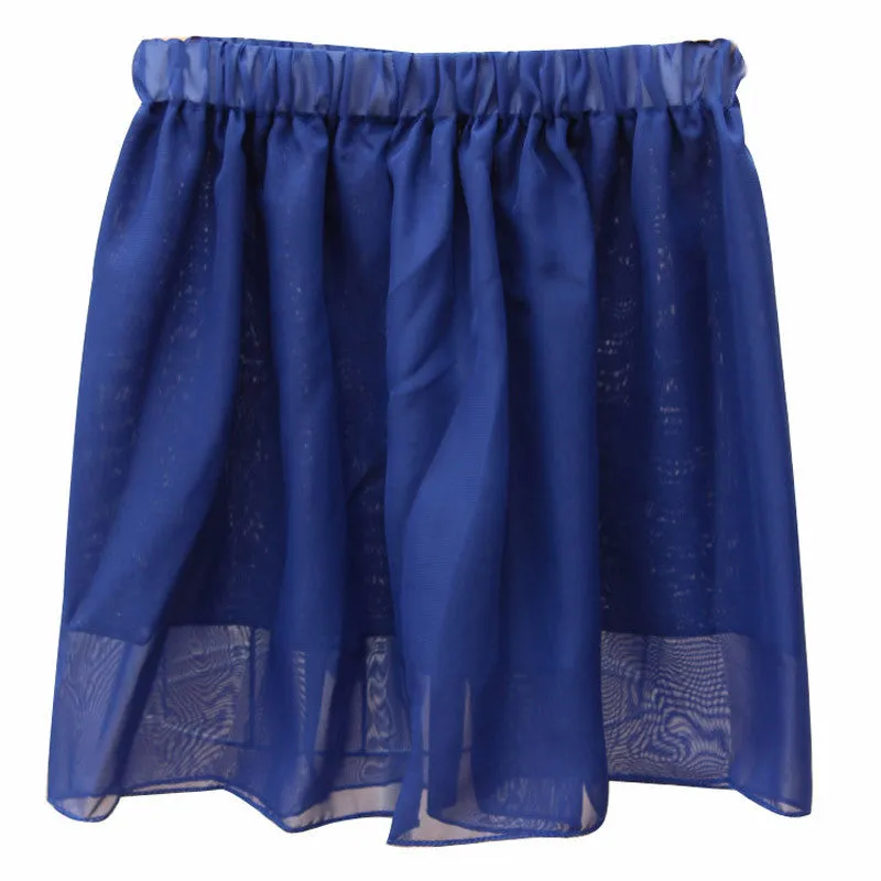 Summer Chiffon Women Skirt Tulle Girls Above Knee Short Nude Mini Casual Skirts NO BELT LY1201ANu
