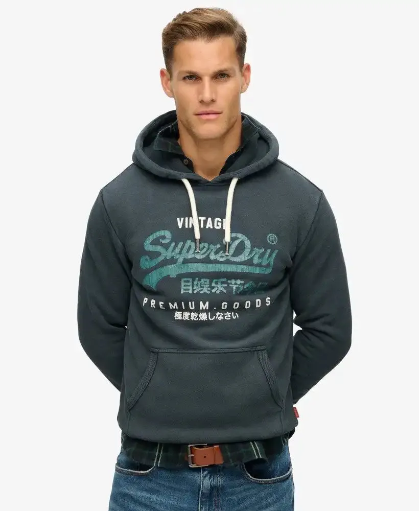 Superdry Mens Vintage Logo Duo Hoodie Jet Black