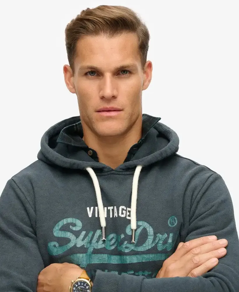 Superdry Mens Vintage Logo Duo Hoodie Jet Black