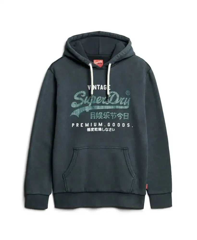 Superdry Mens Vintage Logo Duo Hoodie Jet Black
