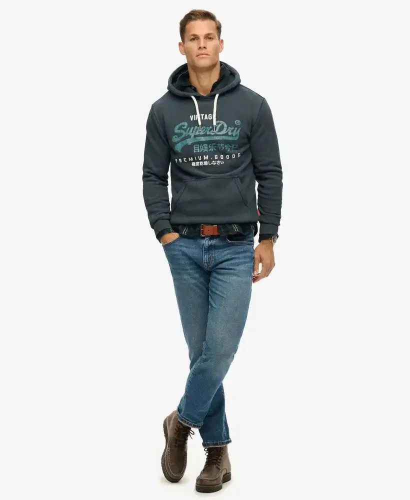 Superdry Mens Vintage Logo Duo Hoodie Jet Black