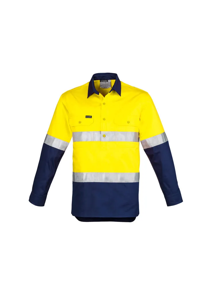 Syzmik Mens Hi Vis Closed Front L/S Shirt - Hoop Taped