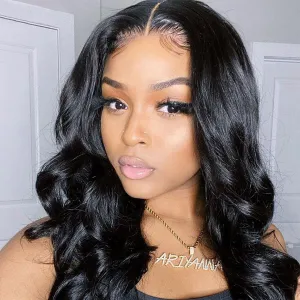 T-part Lace Front Wigs Human Hair Loose Wave 6Inches Deep Middle T Part Wigs Pre-plucked Natural Hairline with Baby Hair