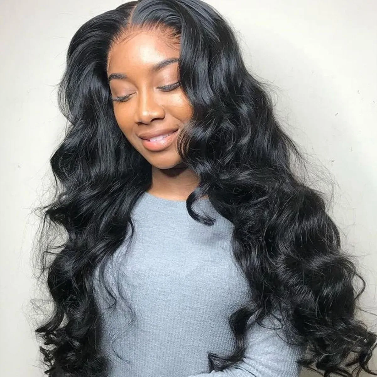 T-part Lace Front Wigs Human Hair Loose Wave 6Inches Deep Middle T Part Wigs Pre-plucked Natural Hairline with Baby Hair