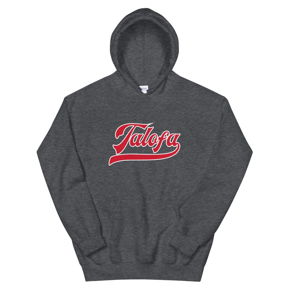 Talofa Script ~ Red with White Border *ADULT HOODIE*