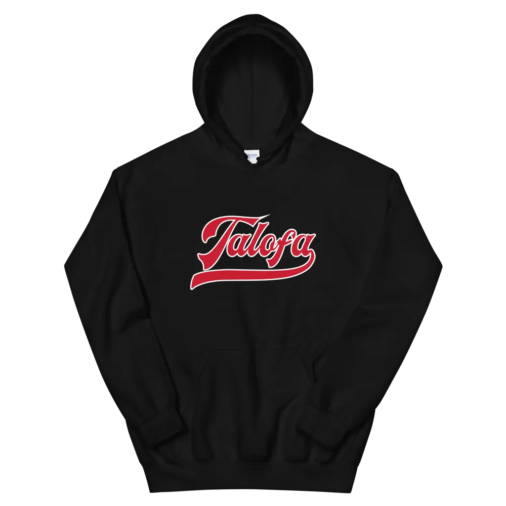 Talofa Script ~ Red with White Border *ADULT HOODIE*