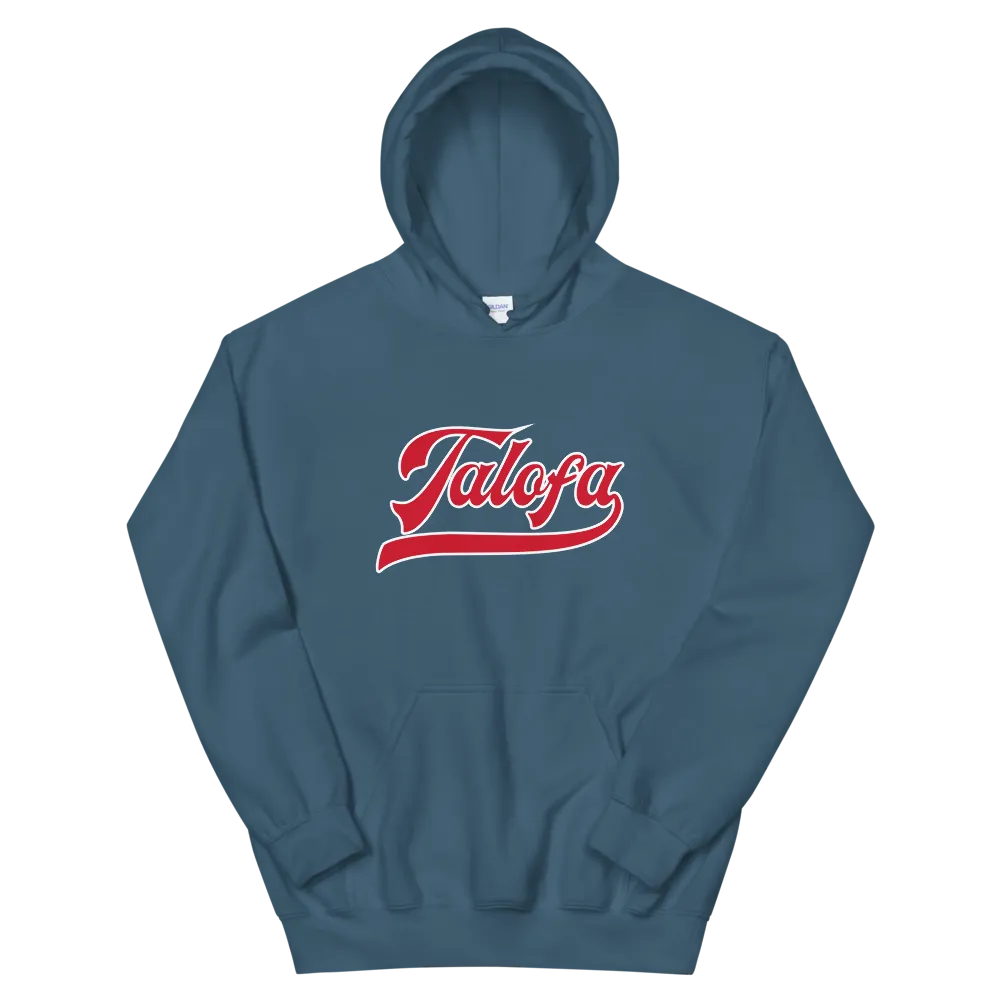 Talofa Script ~ Red with White Border *ADULT HOODIE*