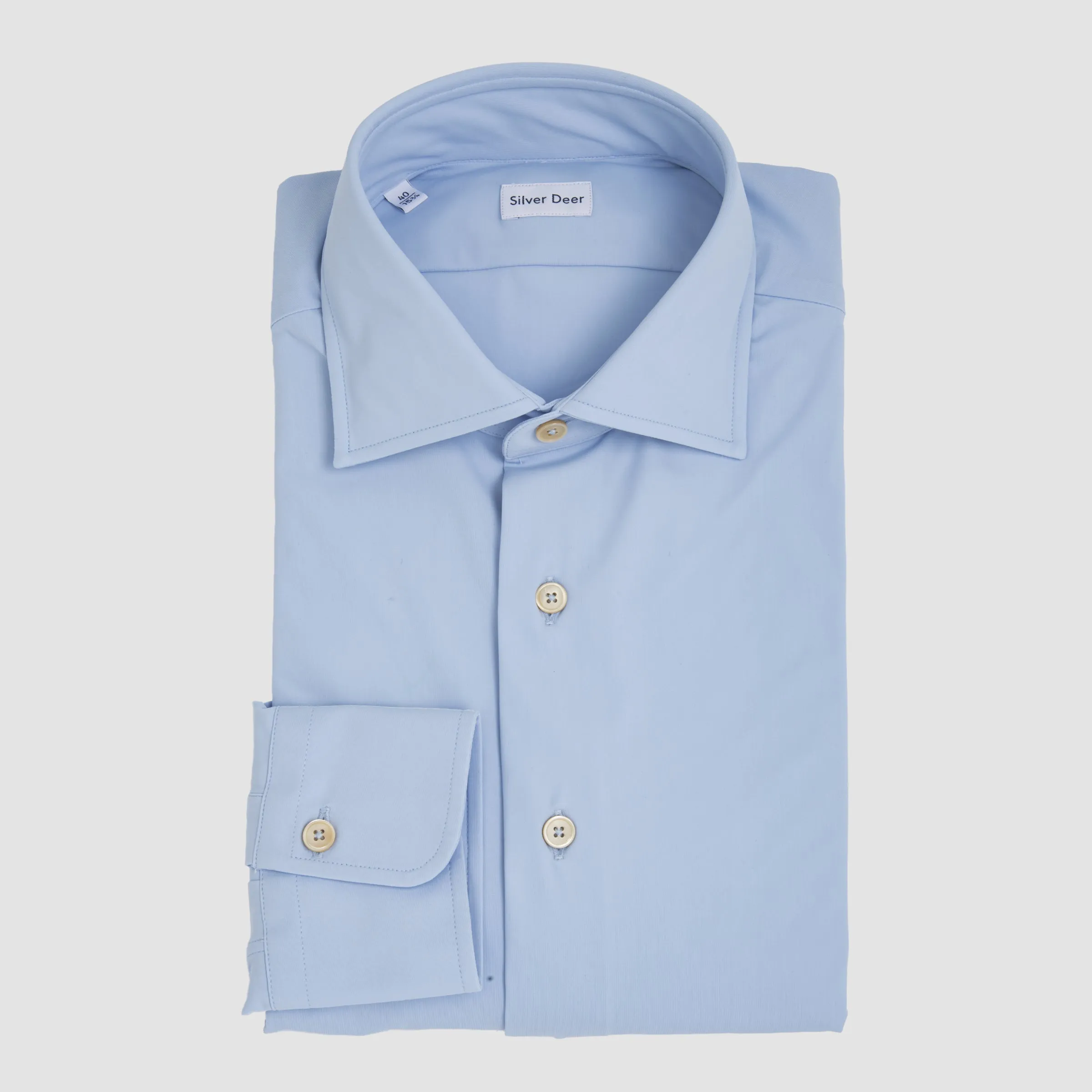 Tecno Stretch Easy Care Solid Sport Shirt Light Blue Tecno
