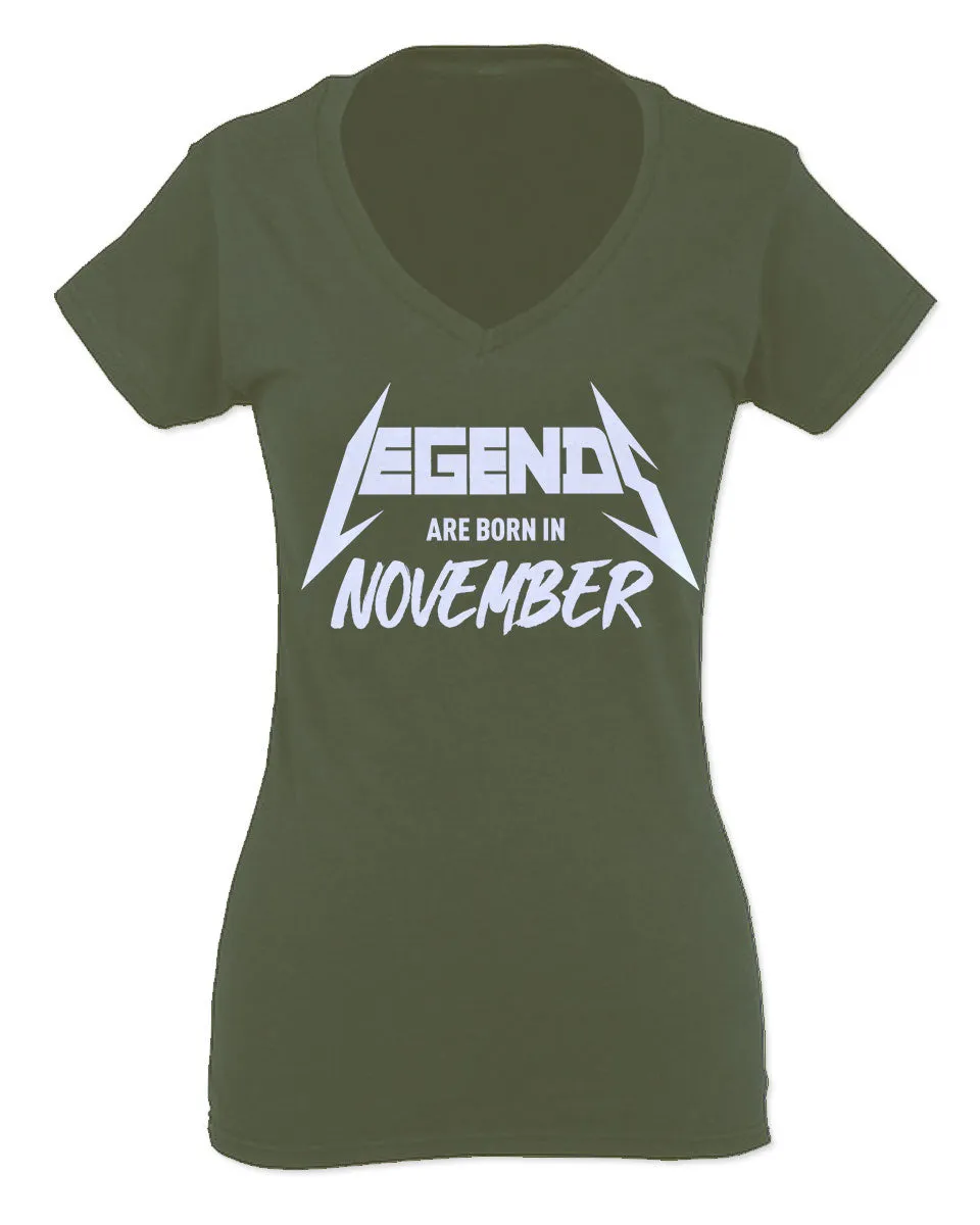 The Best Birthday Gift Legends are Born in November For Women V neck fitted T Shirt