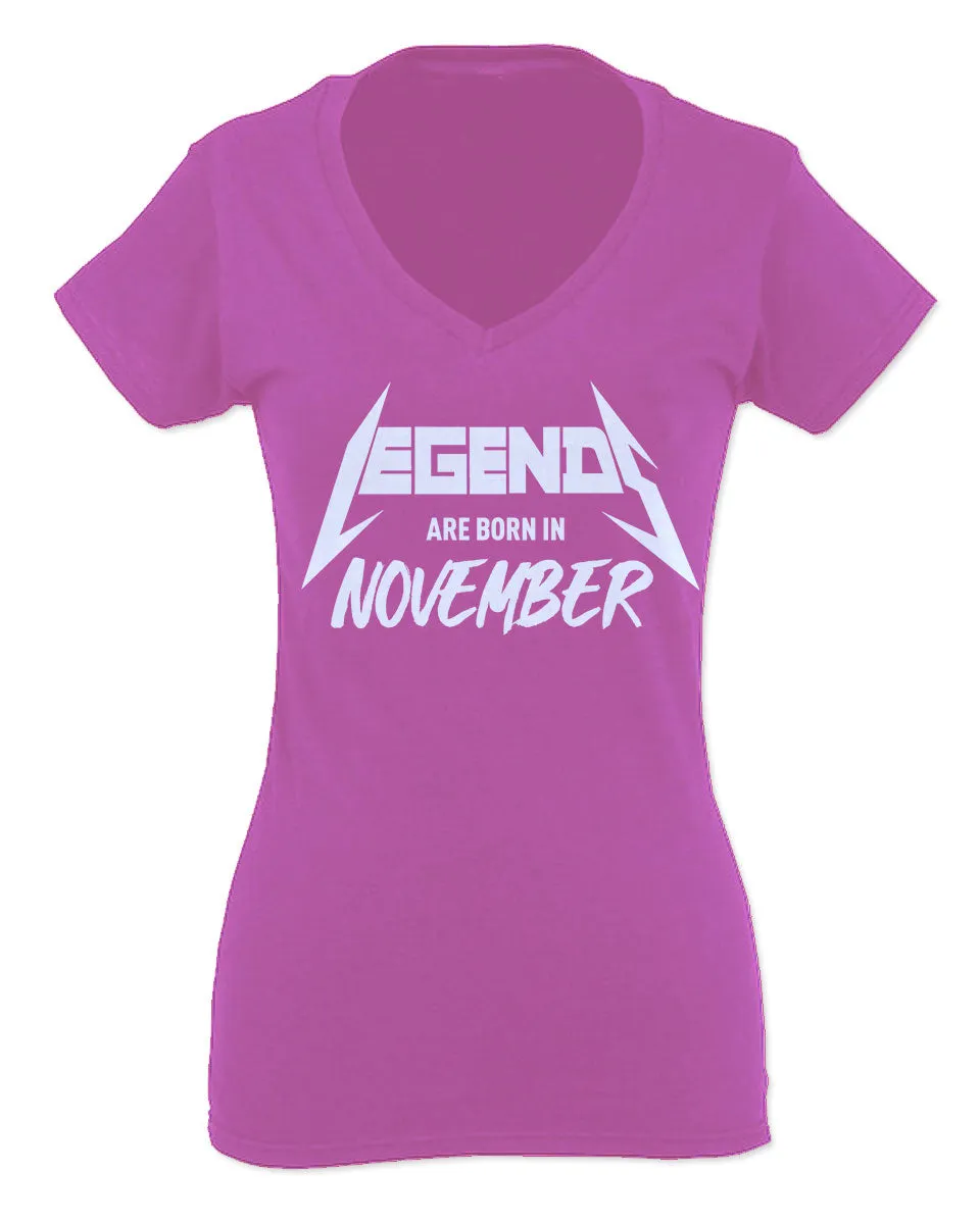 The Best Birthday Gift Legends are Born in November For Women V neck fitted T Shirt
