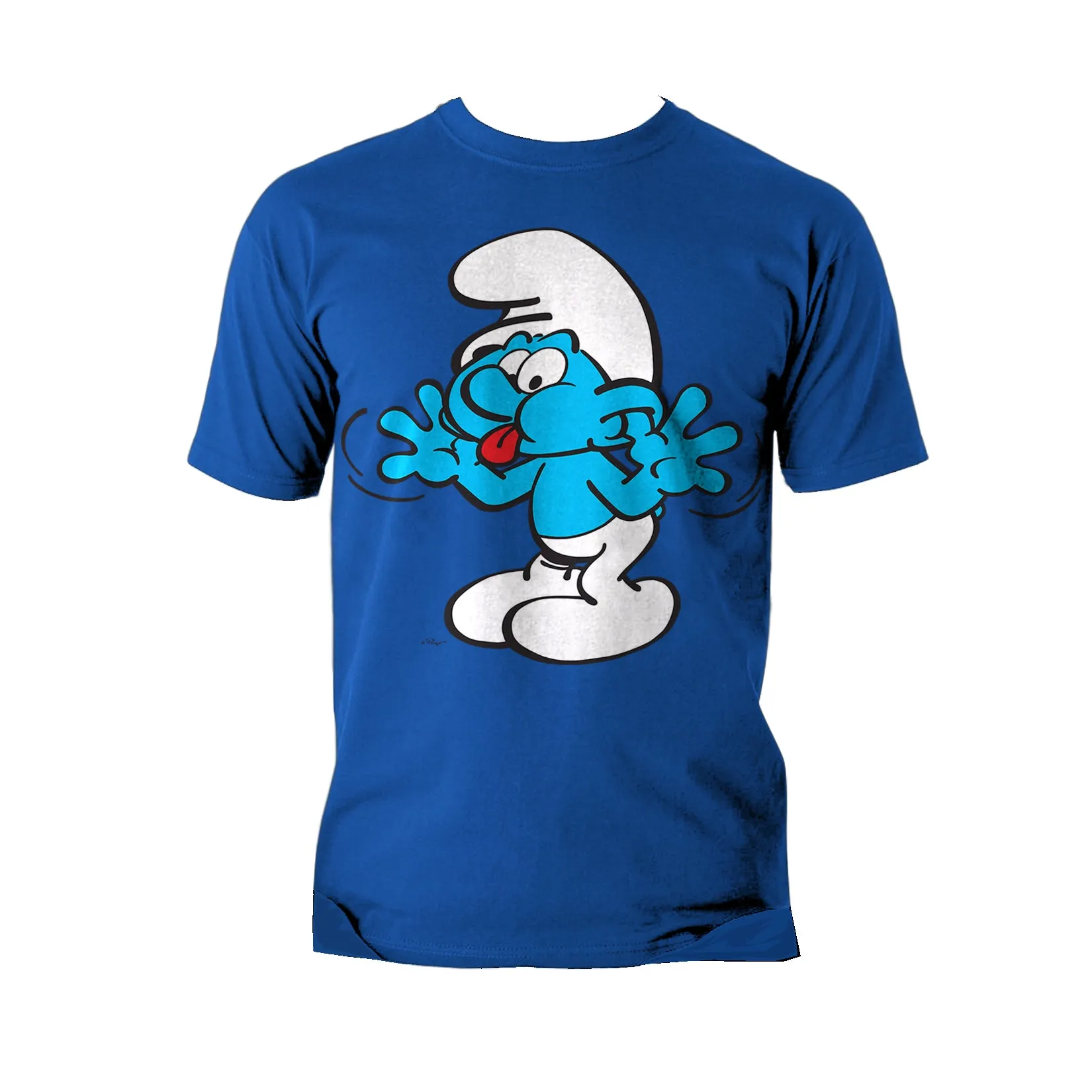 The Smurfs Jokey Smurf Tongue Official Men's T-shirt (Royal Blue)