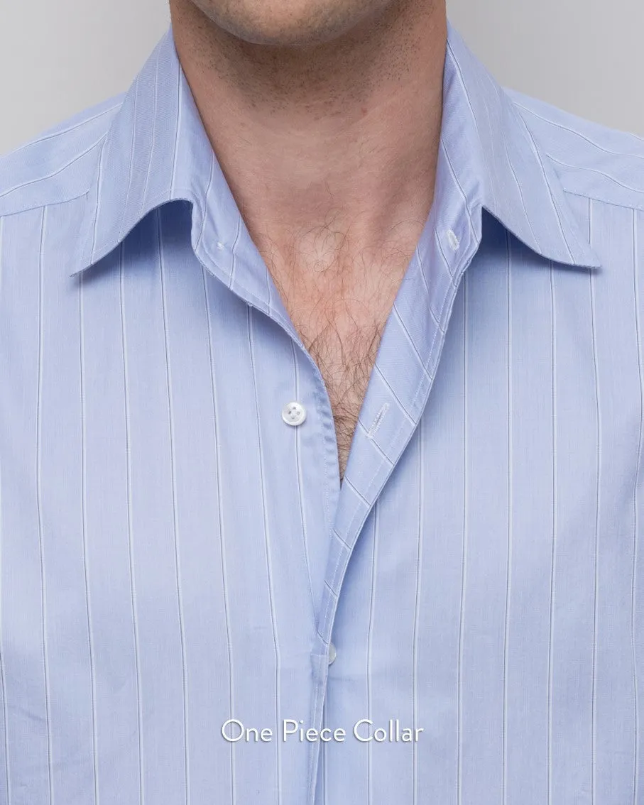 Thomas Mason Light Blue Stripe Non-Iron Poplin 120s
