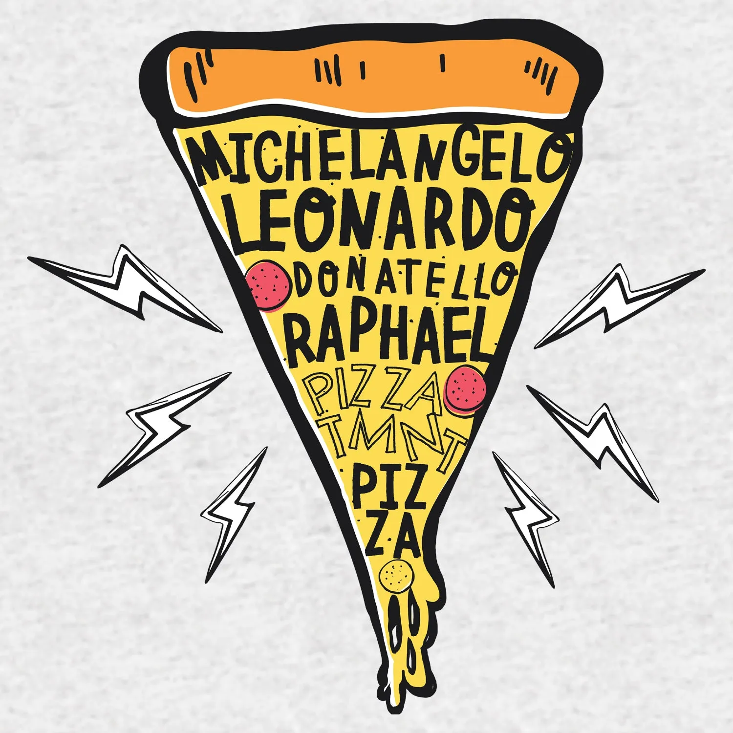 TMNT Pizza Slice Names Official Men's T-shirt (Heather Grey)