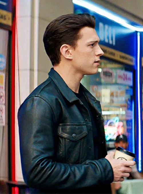 Tom Holland Uncharted Black Leather Jacket
