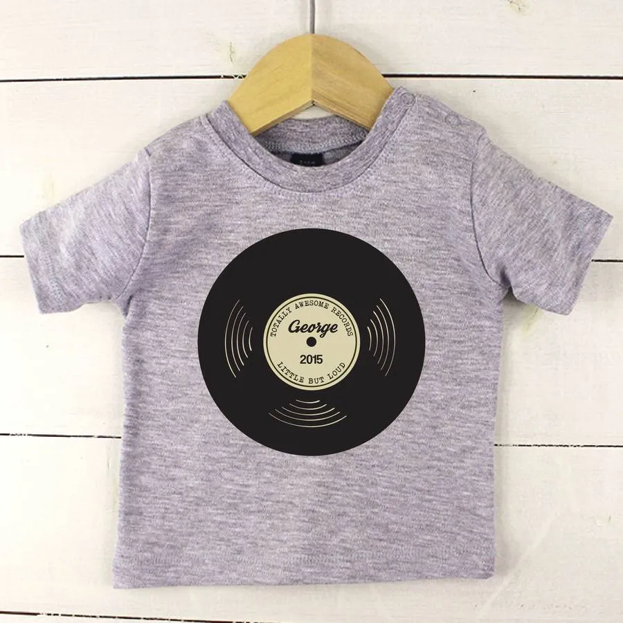 'Totally Awesome Records' Personalised Baby T Shirt