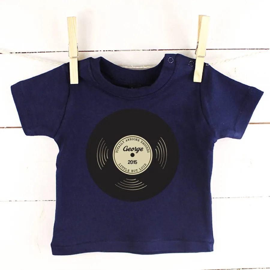 'Totally Awesome Records' Personalised Baby T Shirt