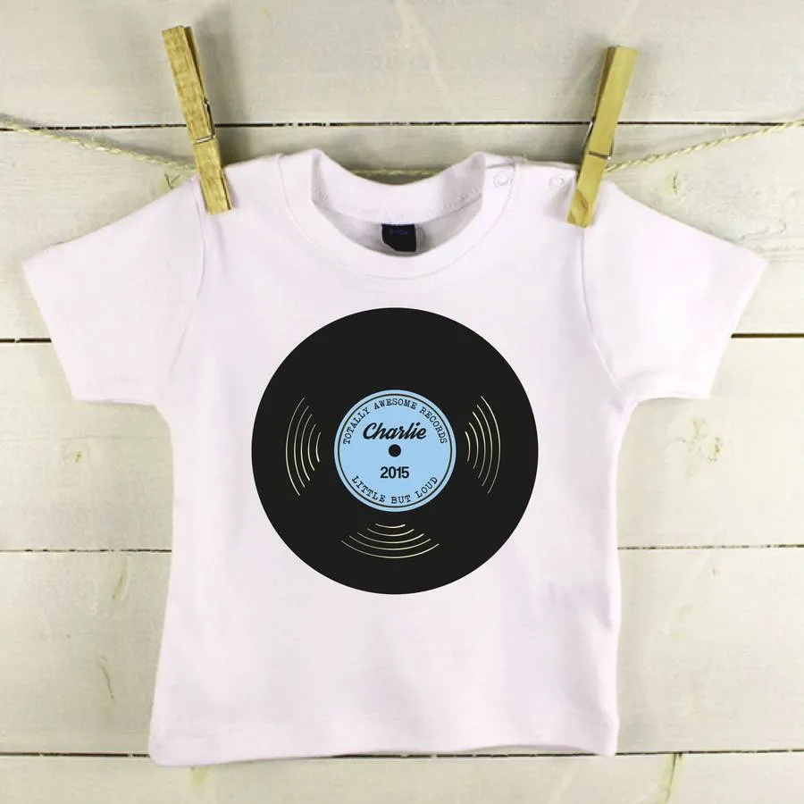 'Totally Awesome Records' Personalised Baby T Shirt