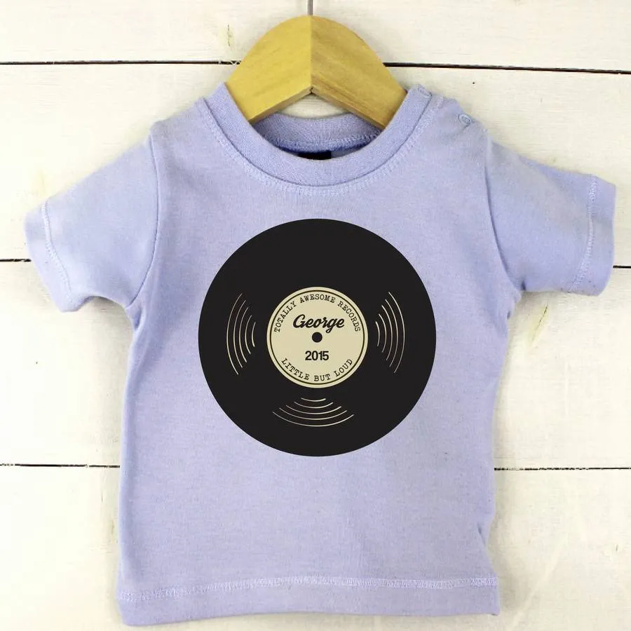 'Totally Awesome Records' Personalised Baby T Shirt