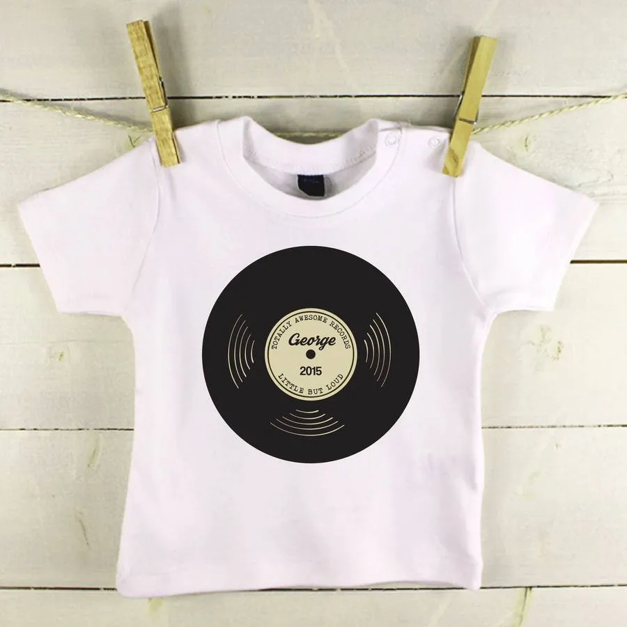 'Totally Awesome Records' Personalised Baby T Shirt